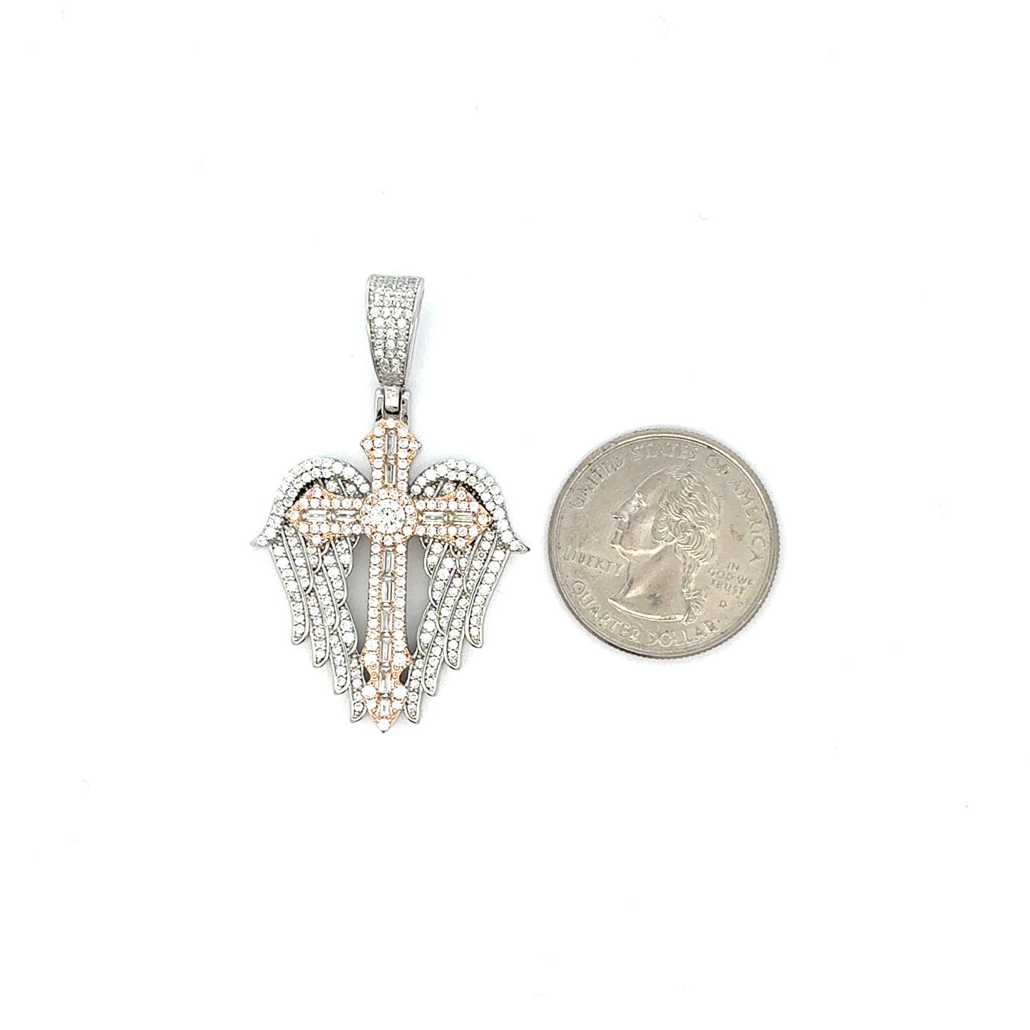 MP-64 (Moissanite Angel Cross Pendant)