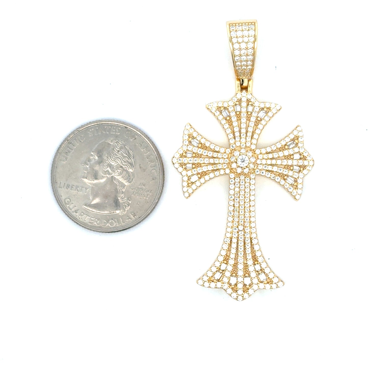 MPM-14 (Colgante de piedra en forma de cruz de plata con moissanita)