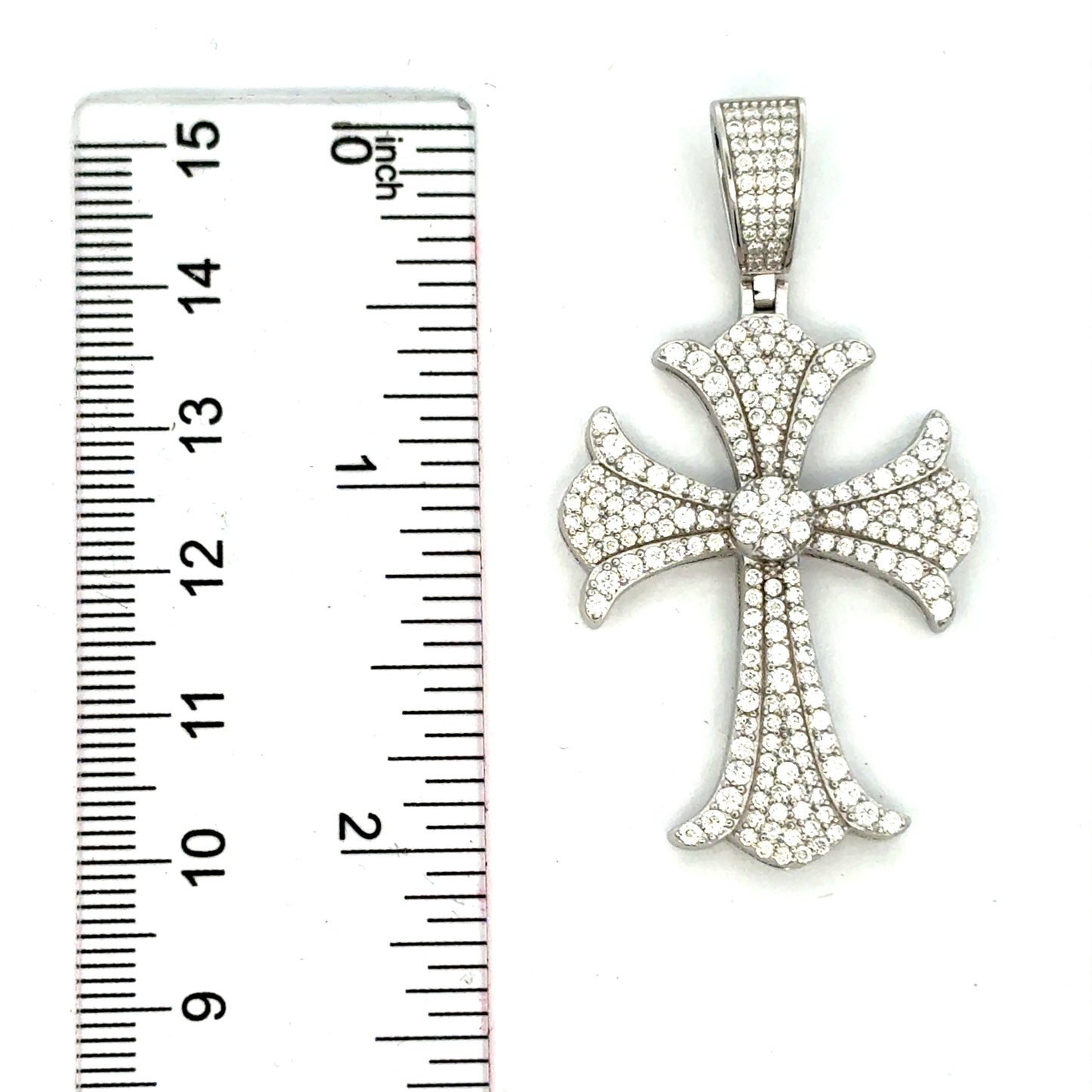 MP-22 (Moissanite Silver Cross Stone Pendant)