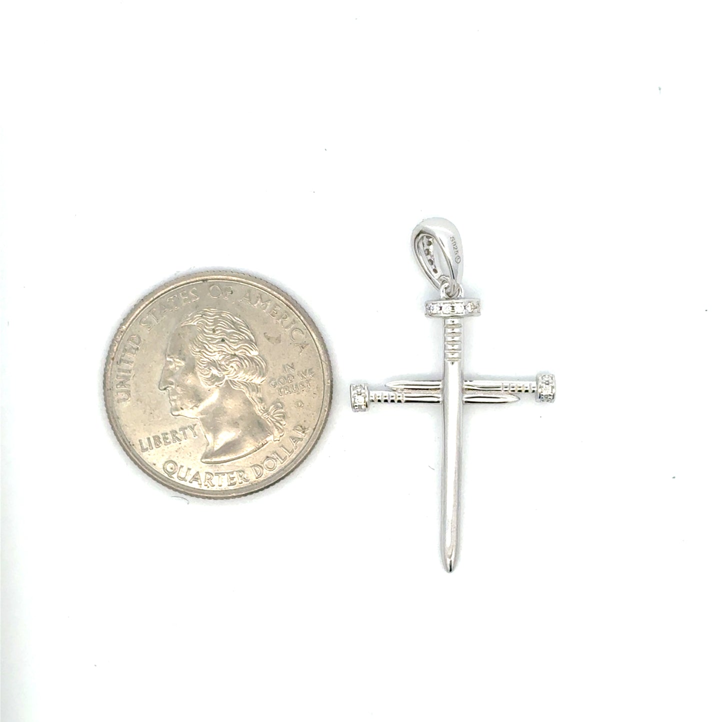 MP-50 (Moissanite Silver Nail Cross Pendant)