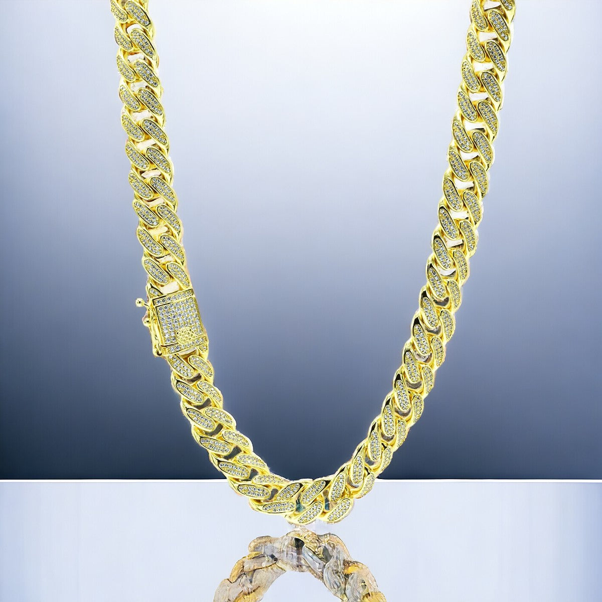STNB-15 Cadena cubana con candado de piedra cuadrada de 12 mm y plata 925, 16 y 18 pulgadas, precio neto
