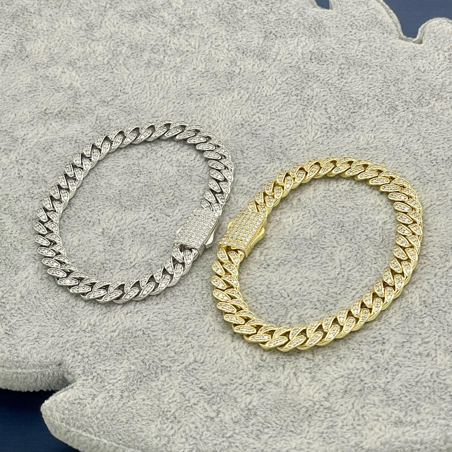STNB-11 Cadena y pulsera con candado Monaco en plata 925 de 8 mm