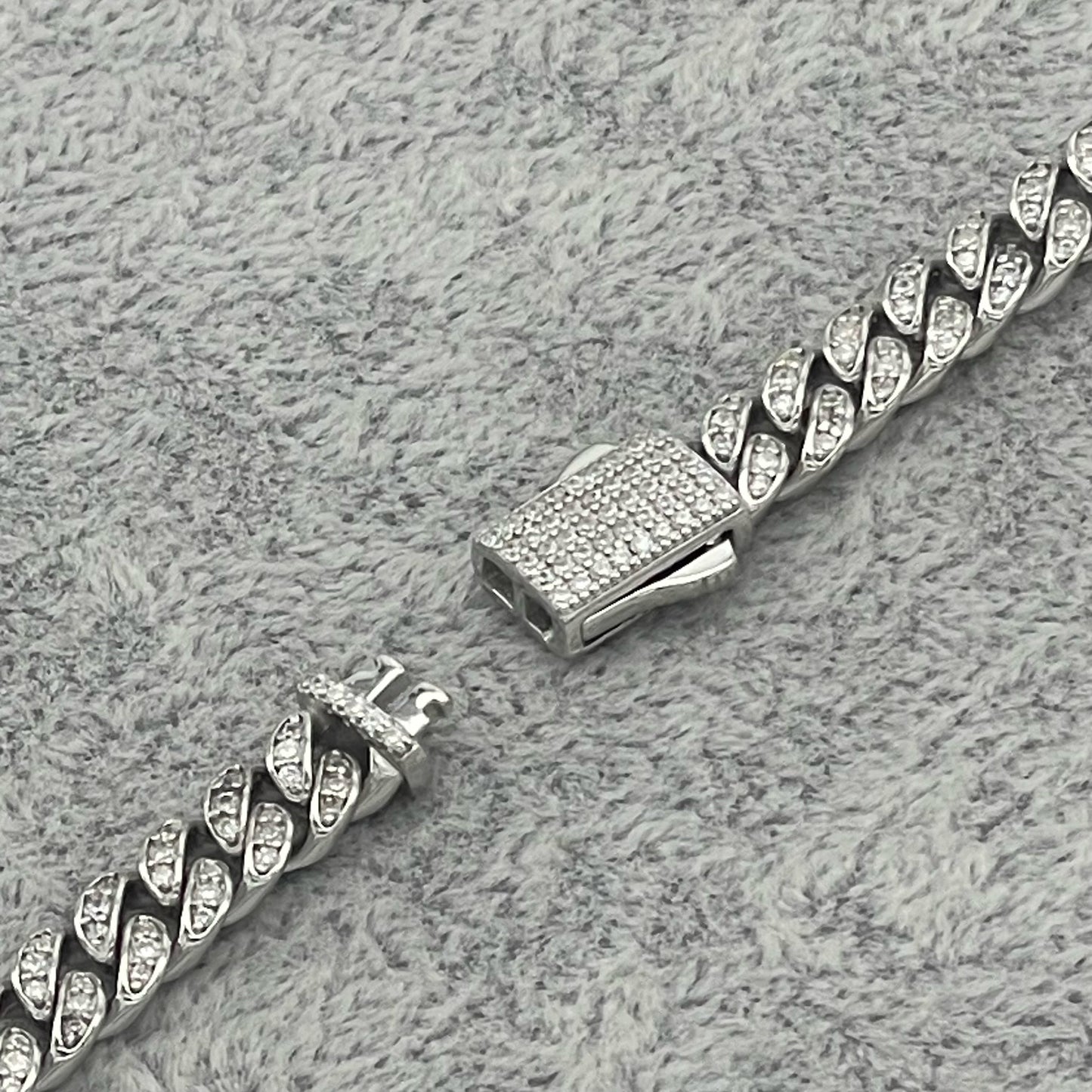 STNB-13 Cadena y pulsera Monaco de plata 925 con piedra de 6 mm, 16", 18", 20", 22", 24", 7", 7,5", 8"