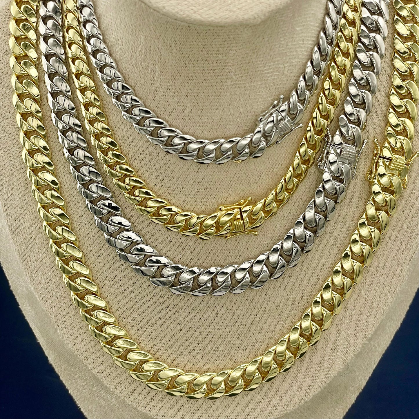 STNB-10 925 Silver Plain Cuban Chain 10mm 18" 20" 22" 24" 7" 7.5" 8"
