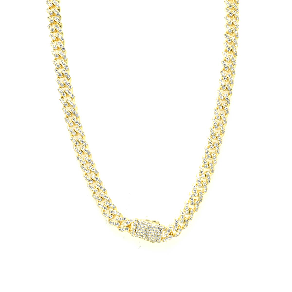 STNB-06 Silver Big Stone Monaco Lock 8mm Cuban Chain 16" 18" 20" 22" 24" 7" 7.5" 8" 8.5"