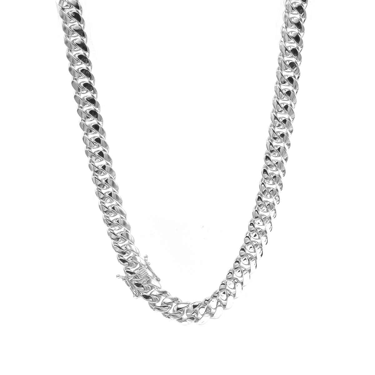 STNB-10 925 Silver Plain Cuban Chain 10mm 18" 20" 22" 24" 7" 7.5" 8"