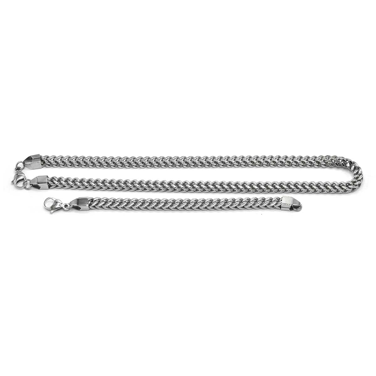 Stainless Steel Chain Bracelet Franco Set 8mm 24 inch chain 8.5 inch bracelet