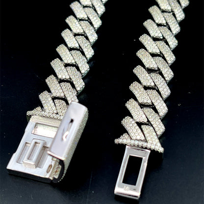 Cadena de plata con moissanita de 12 mm