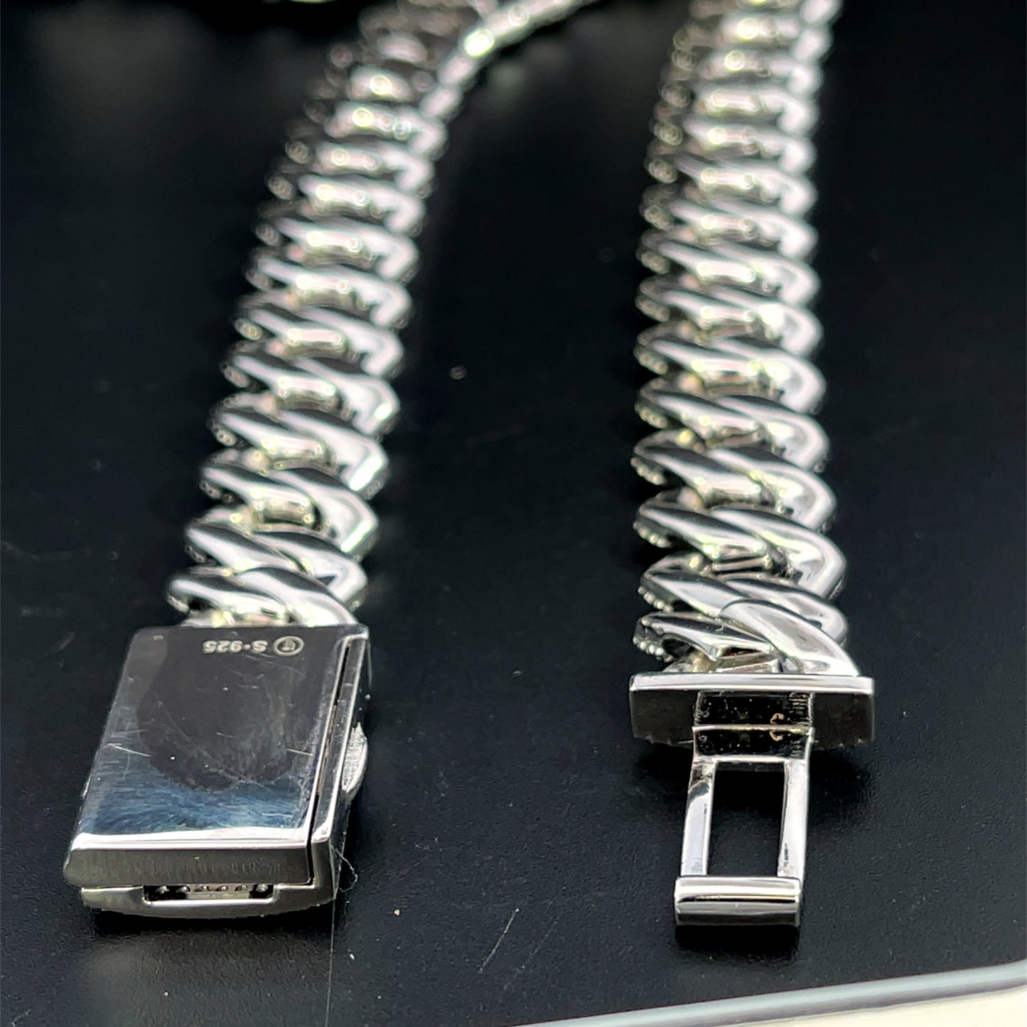 Cadena de plata con moissanita de 12 mm
