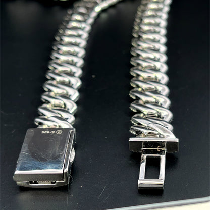 Cadena de plata con moissanita de 12 mm