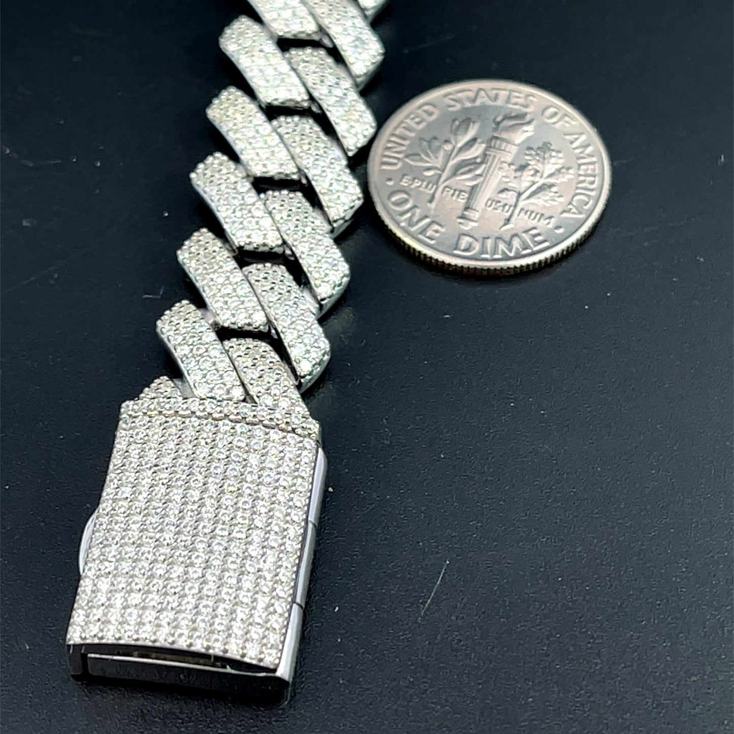 Cadena de plata con moissanita de 12 mm