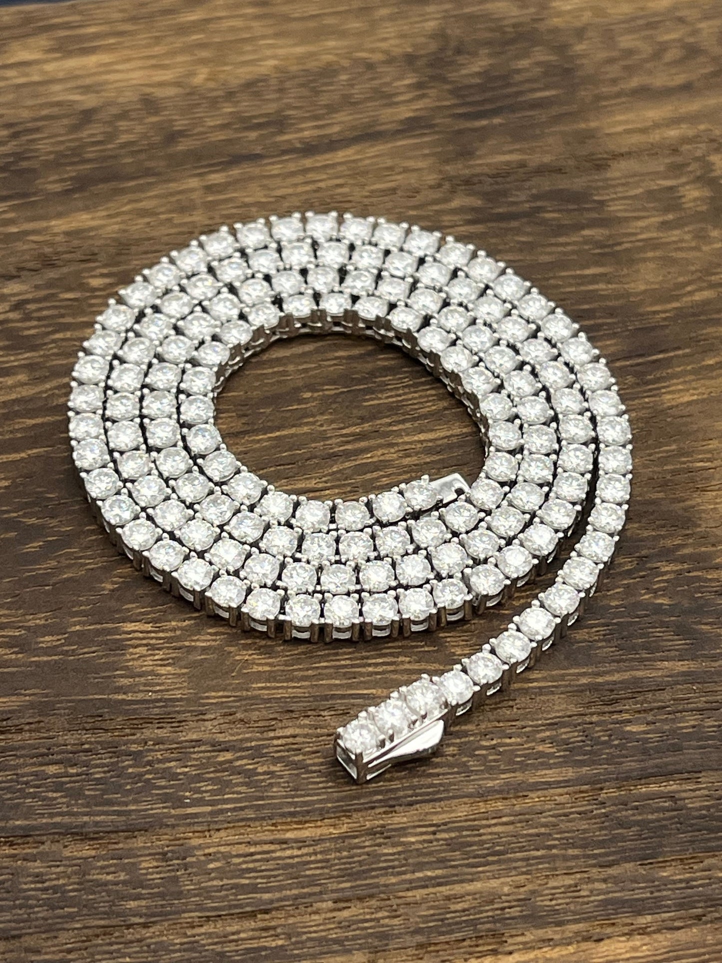 Cadena de tenis de plata con moissanita de 4 mm: PRECIO NETO/FINAL