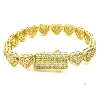 Brass 8mm Heart Shaped 7" Bracelet  17" Chain