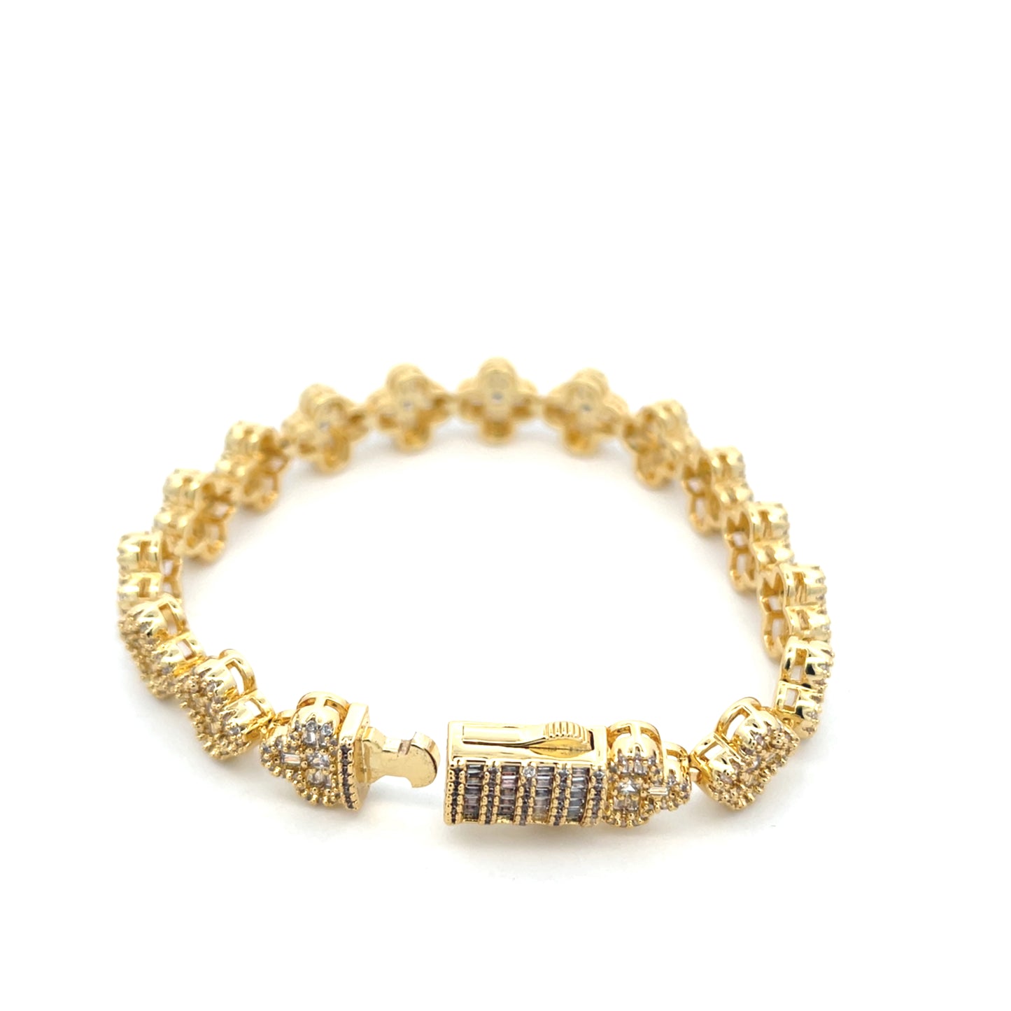 BRCS-18 Sets Brass Baguette Stone Flower