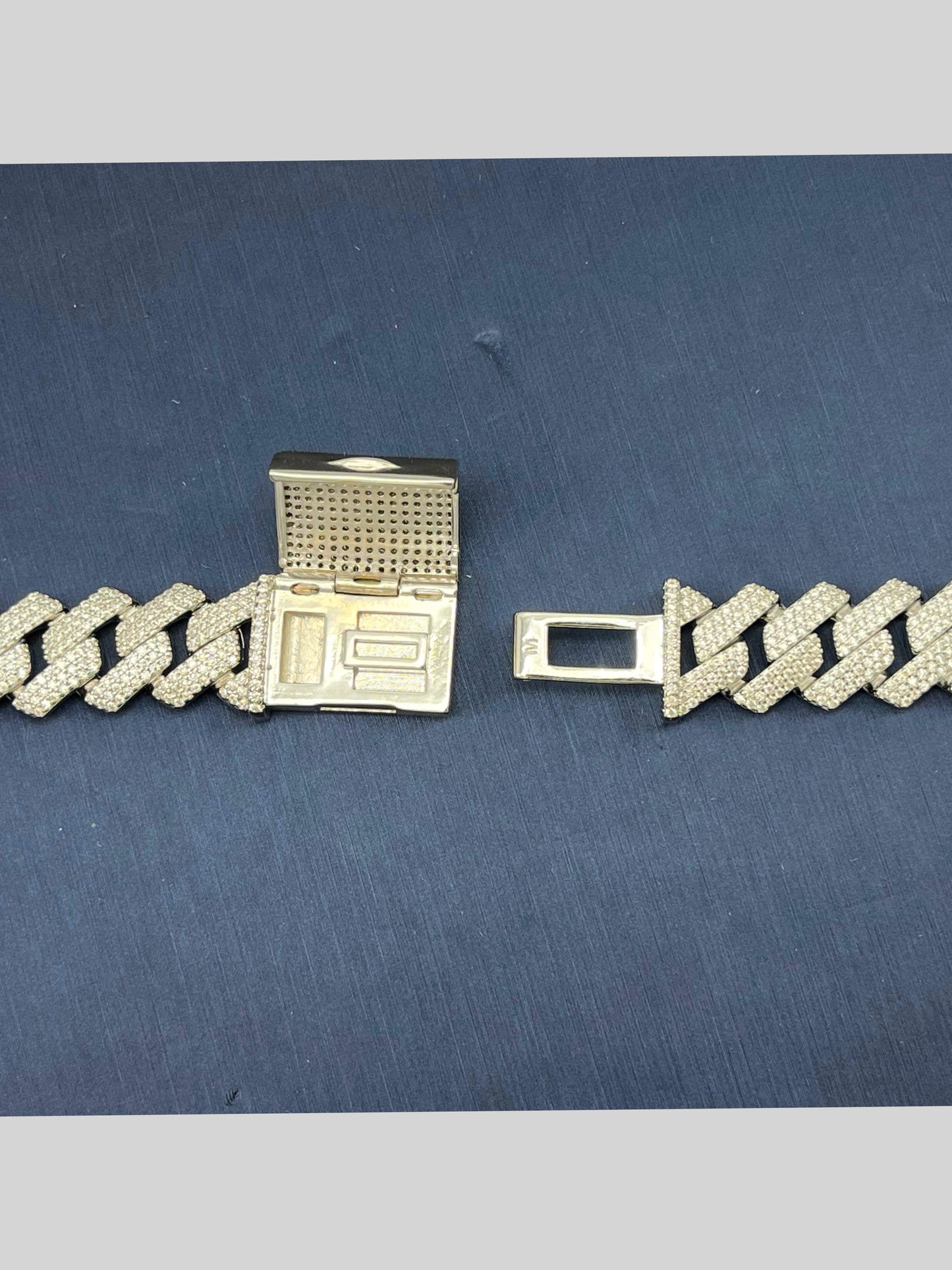 Cadena de plata con moissanita de 12 mm