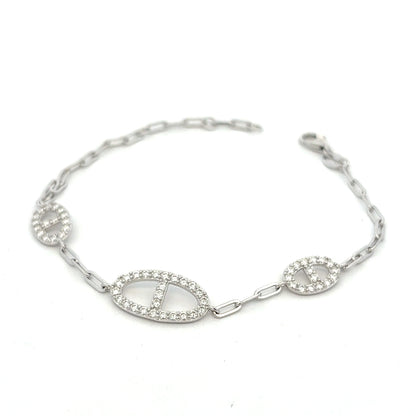 MB-35 * (Moissanite Silver Bracelet 7.5 inch)