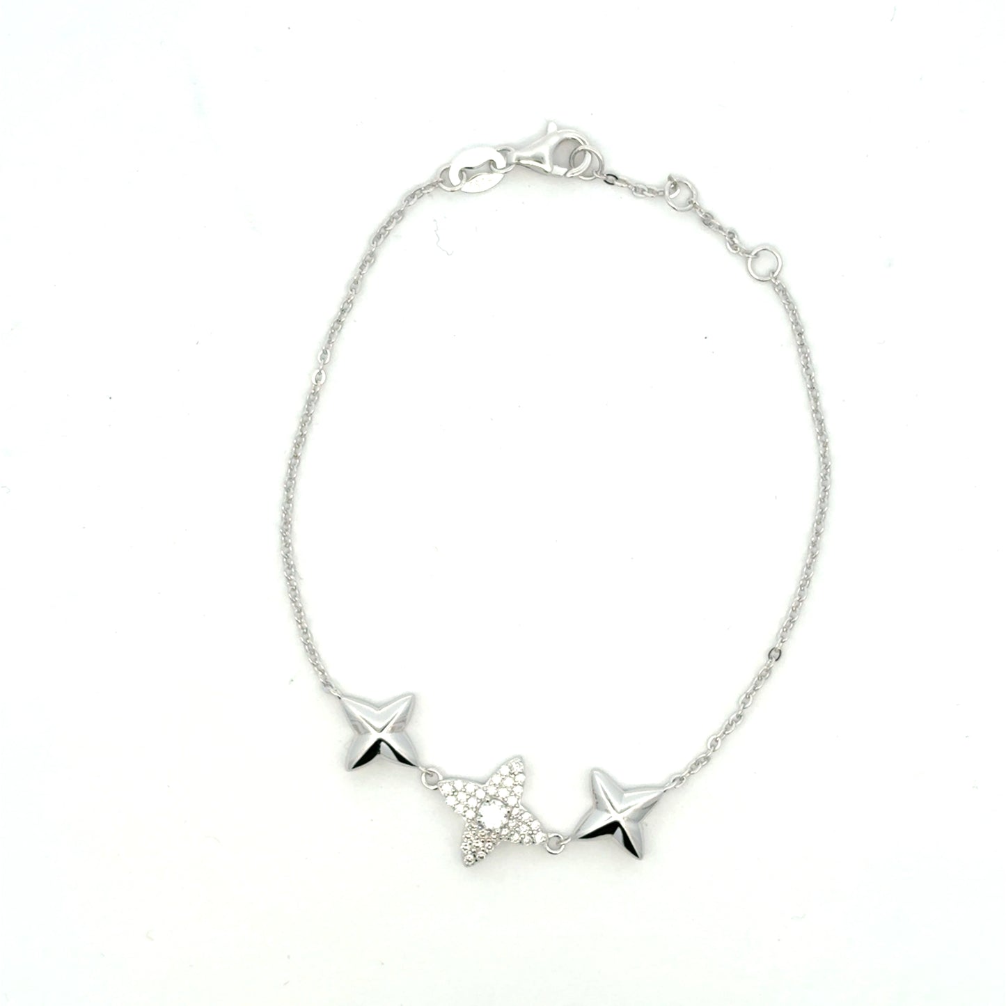 MB-41  *(Moissanite Silver Bracelet 7.5 inch)