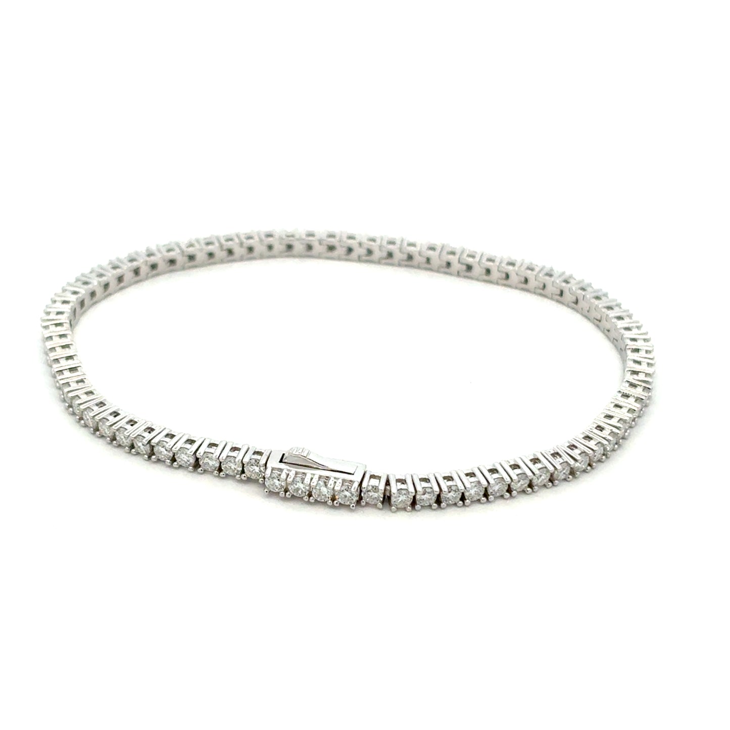 MNB-08-S  2mm Tennis Moissanite Silver Bracelet-NET/FINAL PRICE