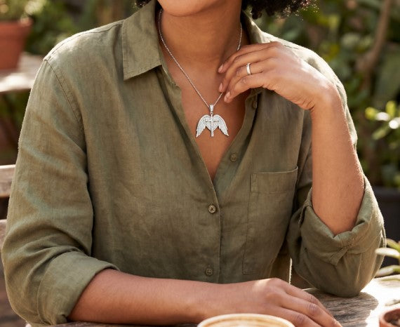 MPM-16 (Colgante de piedra cruzada de plata con moissanita)