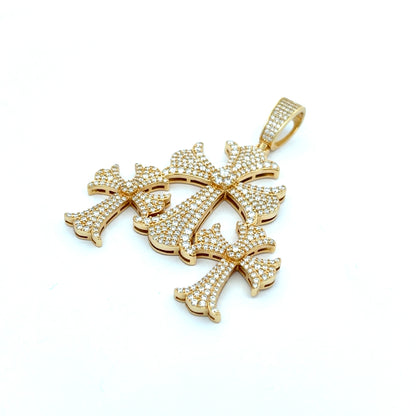 MP-46 (Moissanite Silver Triple-Cross Pendant)