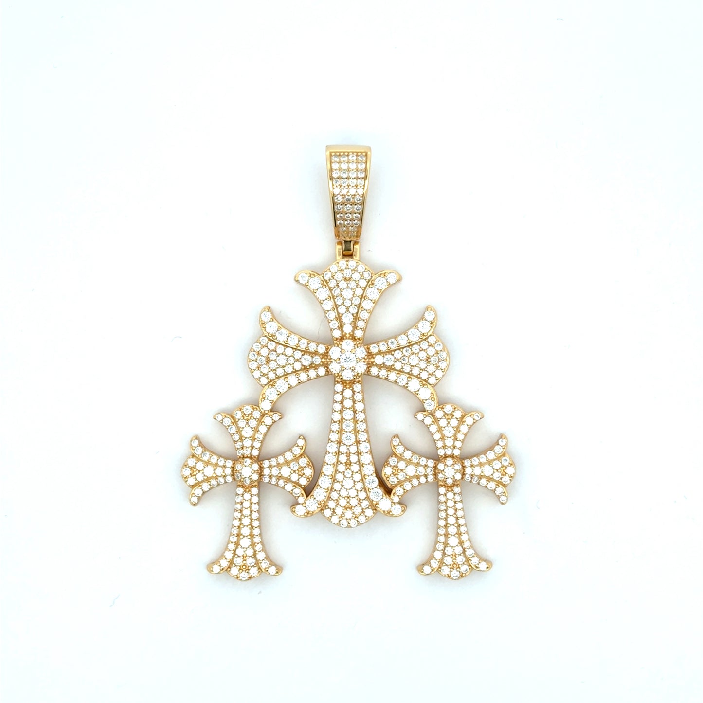 MP-46 (Moissanite Silver Triple-Cross Pendant)