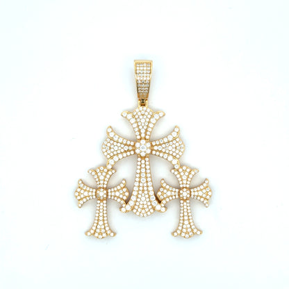 MP-46 (Moissanite Silver Triple-Cross Pendant)