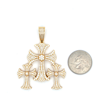MP-46 (Moissanite Silver Triple-Cross Pendant)