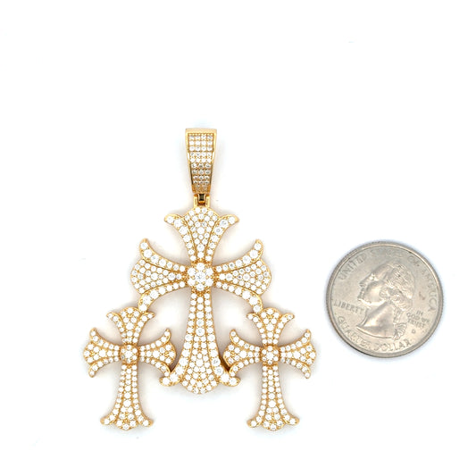 MP-46 (Moissanite Silver Triple-Cross Pendant)