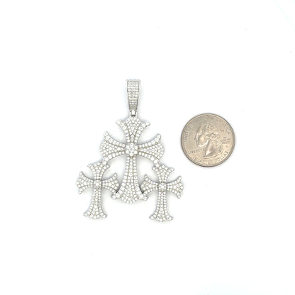 MP-46 (Moissanite Silver Triple-Cross Pendant)
