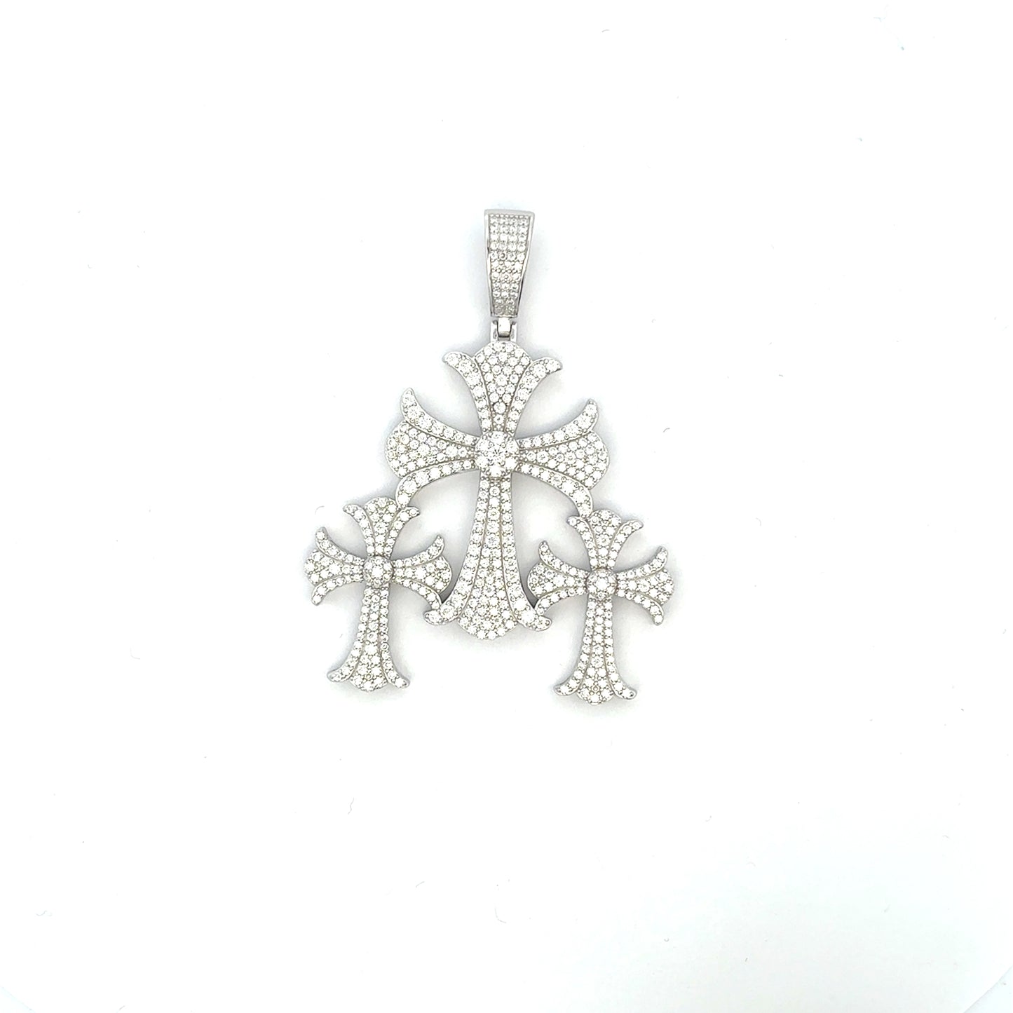 MP-46 (Moissanite Silver Triple-Cross Pendant)