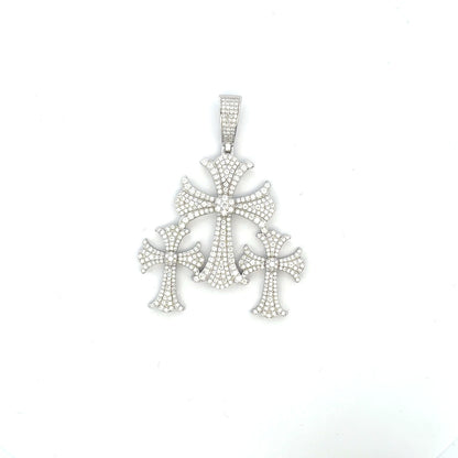 MP-46 (Moissanite Silver Triple-Cross Pendant)