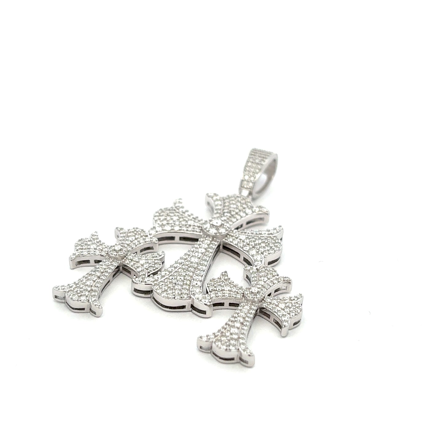 MP-46 (Moissanite Silver Triple-Cross Pendant)