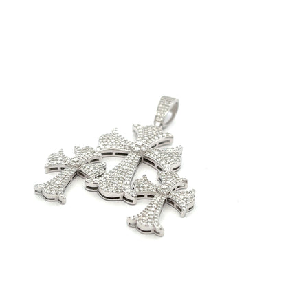 MP-46 (Moissanite Silver Triple-Cross Pendant)