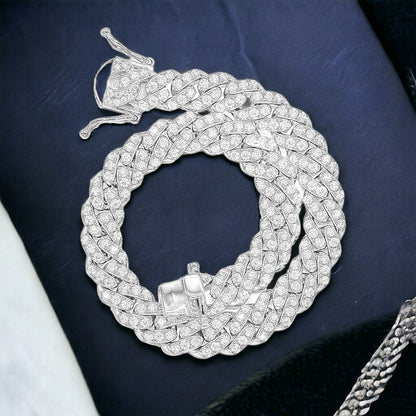 STNB-03 Silver Cuban Chain 8mm 7" 7.5" 8.0" 18" 20" 22” 24" Net Price
