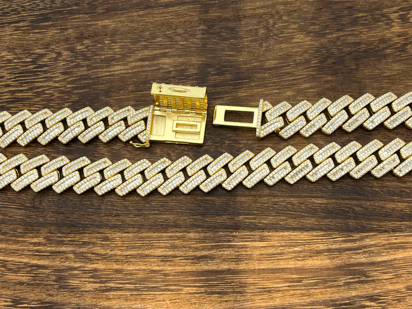 STNB-17 925 Silver 14MM Baguette Stone Miami Cuban Chain 18in 20in 24in Net Price