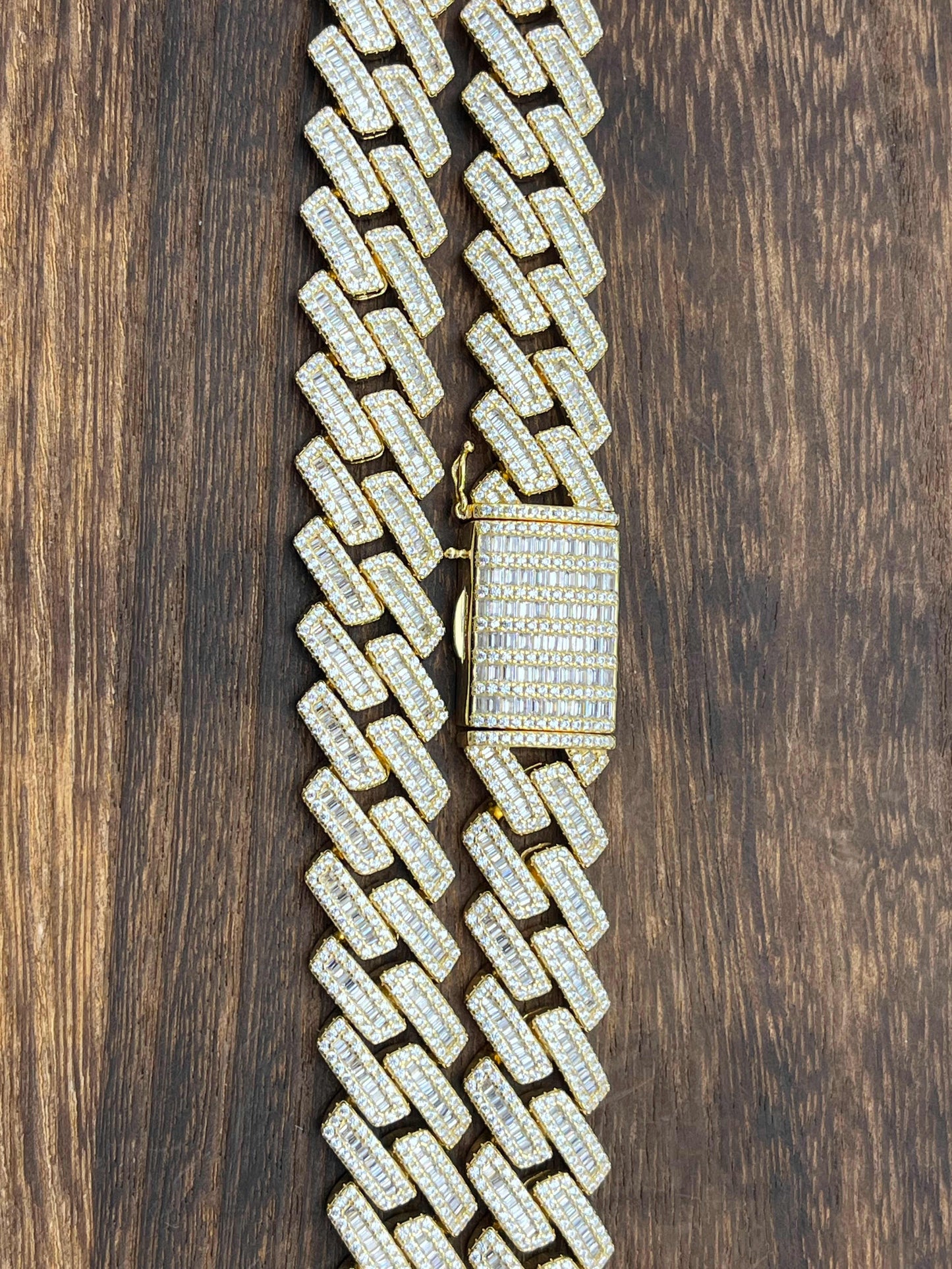 STNB-17 925 Silver 14MM Baguette Stone Miami Cuban Chain 18in 20in 24in Net Price