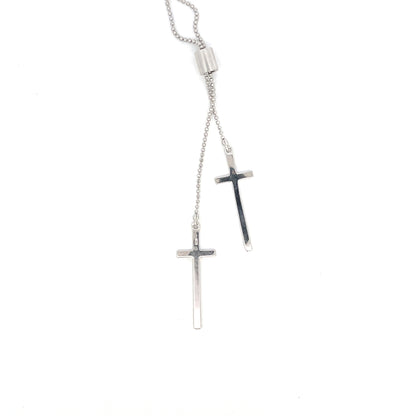 Silver Double Cross Necklace