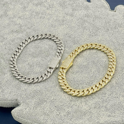 STNB-11 Cadena y pulsera con candado Monaco en plata 925 de 8 mm