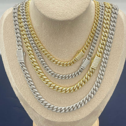 STNB-13 Cadena y pulsera Monaco de plata 925 con piedra de 6 mm, 16", 18", 20", 22", 24", 7", 7,5", 8"