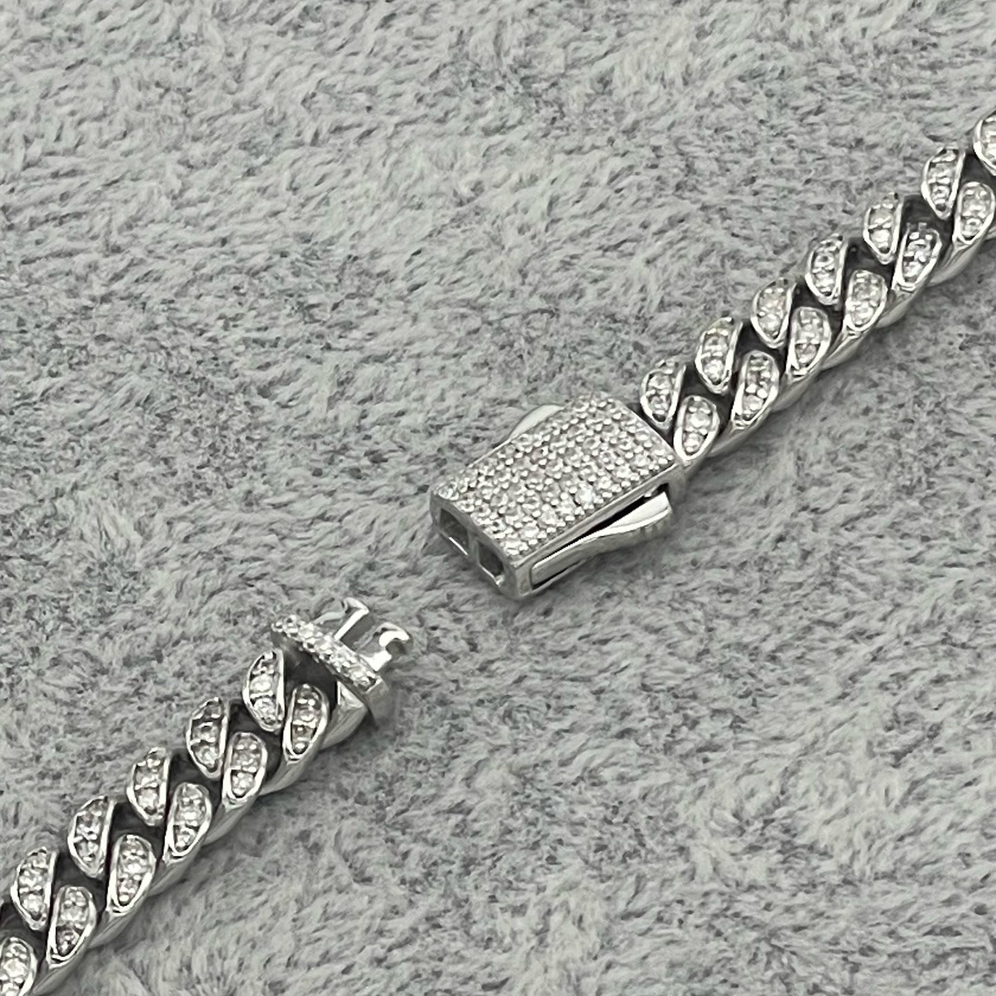 STNB-13 925 Silver 6mm Stone Monaco Chain and Bracelet 16“ 18" 20" 22" 24" 7" 7.5" 8"