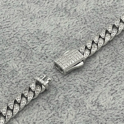 STNB-13 Cadena y pulsera Monaco de plata 925 con piedra de 6 mm, 16", 18", 20", 22", 24", 7", 7,5", 8"