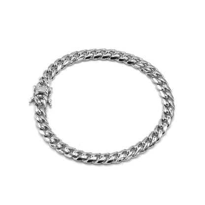 STNB-09 Cadena cubana lisa de plata 925 de 8 mm, 16", 18", 20", 22", 24", 7", 7,5", 8"