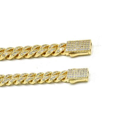 STNB-11 Cadena y pulsera con candado Monaco en plata 925 de 8 mm