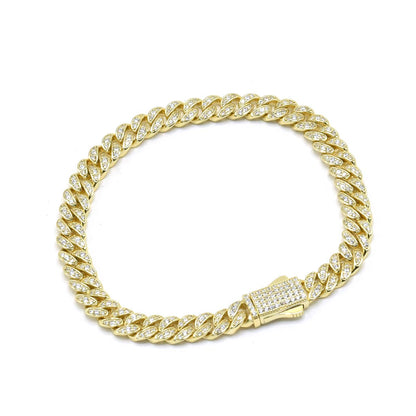 STNB-13 Cadena y pulsera Monaco de plata 925 con piedra de 6 mm, 16", 18", 20", 22", 24", 7", 7,5", 8"