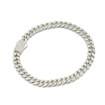 STNB-13 Cadena y pulsera Monaco de plata 925 con piedra de 6 mm, 16", 18", 20", 22", 24", 7", 7,5", 8"