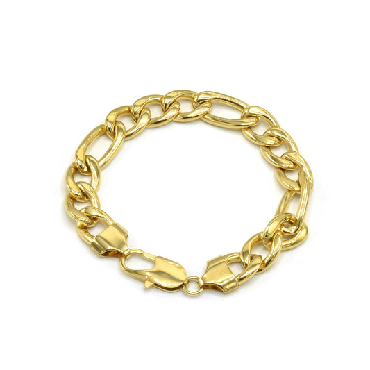 Stainless Steel Chain Bracelet Figaro Set 13mm 24 inch chain 8.5 inch bracelet