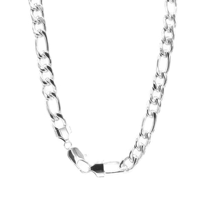 Stainless Steel Chain Bracelet Figaro Set 7mm 24 inch chain 8.5 inch bracelet