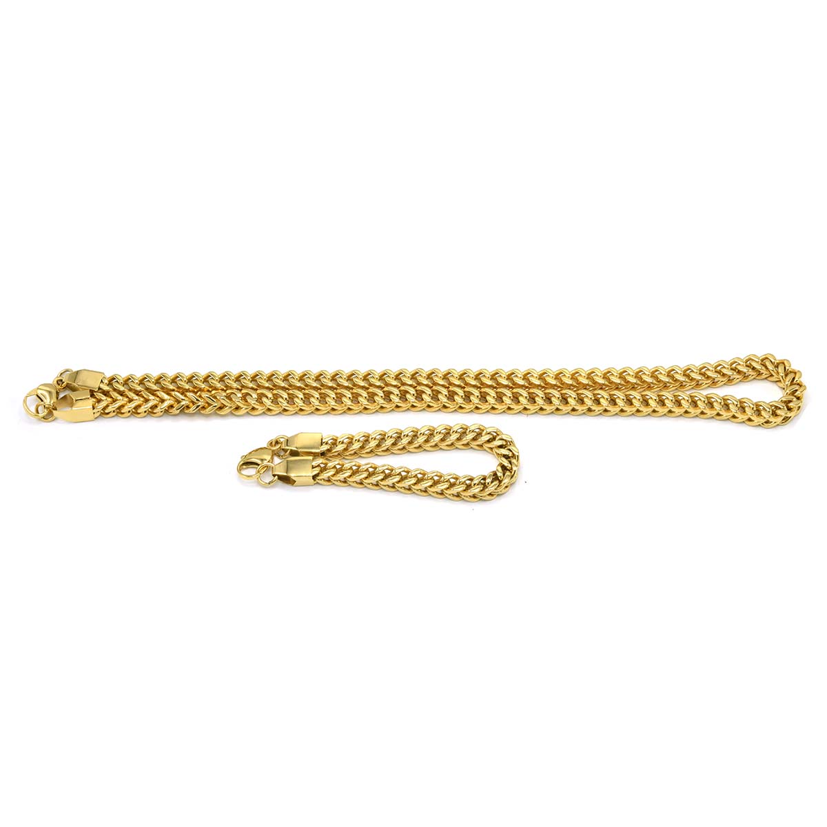 Stainless Steel Chain Bracelet Franco Set 8mm 24 inch chain 8.5 inch bracelet