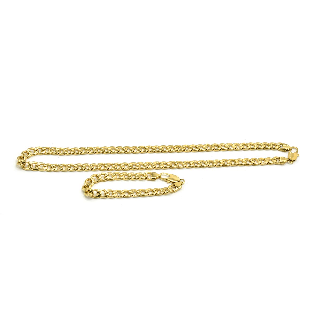 Stainless Steel Chain Bracelet Cuban Set 10mm 24 inch chain 8.5 inch bracelet